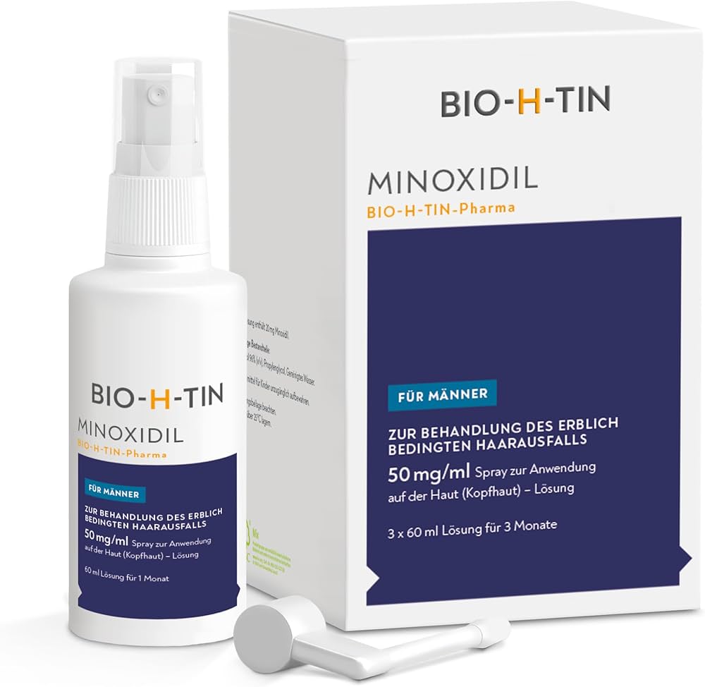 Minoxidil BIO-H-TIN 50mg/ml Spray (3 x 60ml) Includes Caffeine Shampoo Add-On (8ml)