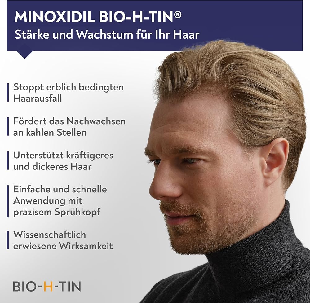 Minoxidil BIO-H-TIN 50mg/ml Spray (3 x 60ml) Includes Caffeine Shampoo Add-On (8ml)
