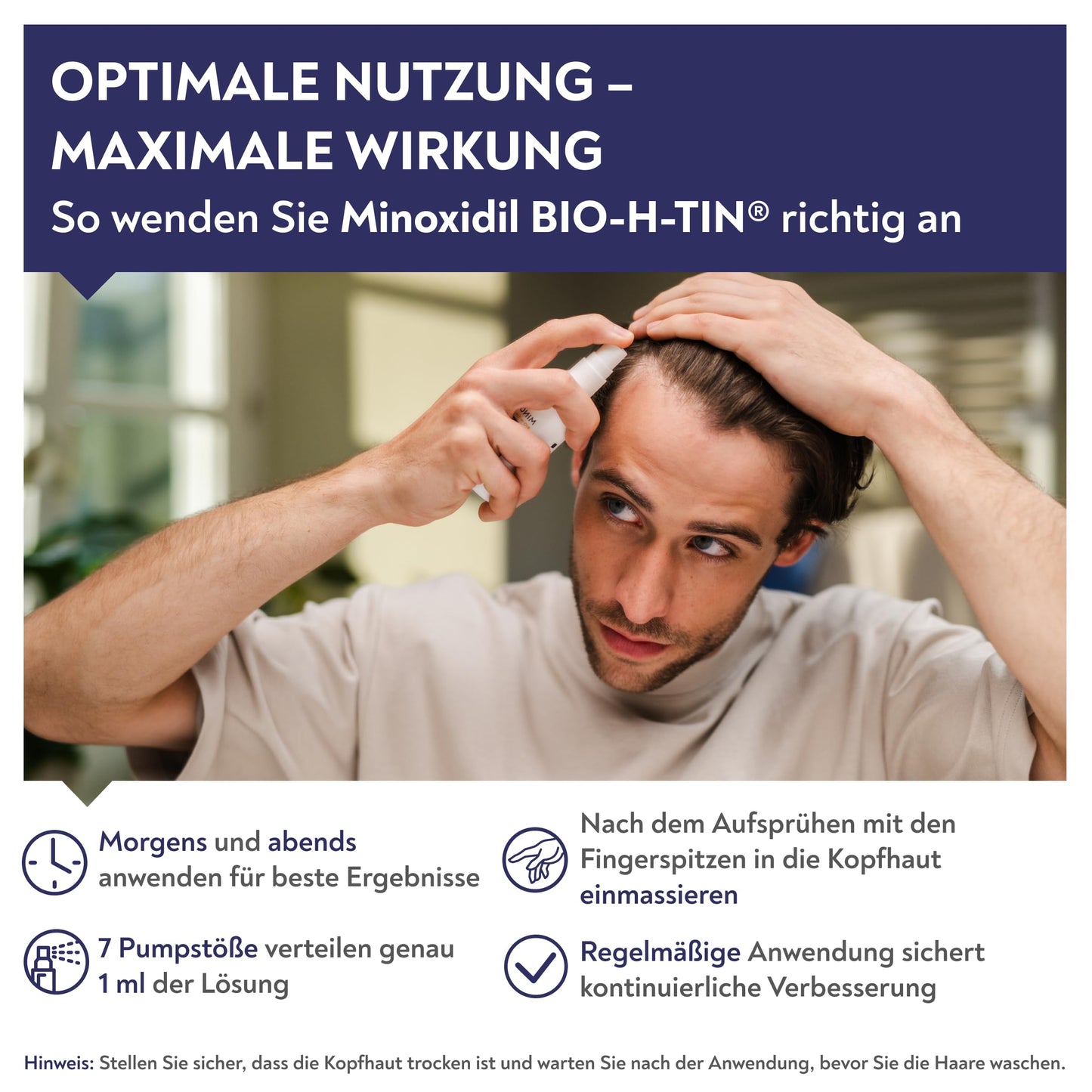 Minoxidil BIO-H-TIN 50mg/ml Spray (3 x 60ml) Includes Caffeine Shampoo Add-On (8ml)